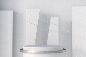 Poster - Elegant and modern product display background in white. 3d render