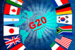 G20 international summit, global forum for cooperation, symbol of meeting heads of governments and central banks of countries on global technology business, concept mutual solution of world problems
