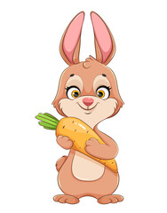 Sticker - Rabbit cartoon character. Funny bunny