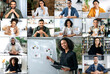 © Kateryna - Financial remote meeting of multiracial colleagues. Successful african american female business leader conducts group brainstorming with diversity coworkers of company by video conference