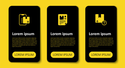 Poster - Set Carton cardboard box, Waybill and Document tracking marker. Business infographic template. Vector