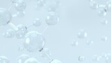 Fototapeta  - Cosmetic essence, liquid bubbles, molecules of liquid bubbles on the background. 3d rendering