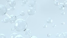 Cosmetic Essence, Liquid Bubbles, Molecules Of Liquid Bubbles On The Background. 3d Rendering