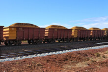 Rio Tinto's Iron Ore Train Cars Tom Price Western Australia