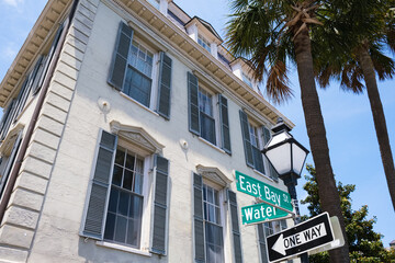 Cityscape of the historic French Quarter residential district in Charleston, South Carolina