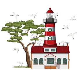 Wall Mural - Lighthouse isolated on white background