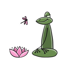 Poster - Yoga frog meditate in lotus pose. Isolated on white background. Cartoon for your design