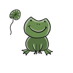 Poster - Little funny frog. Isolated on white background. Cartoon for your design