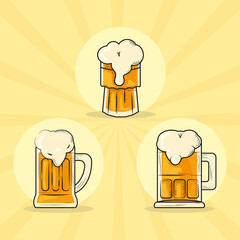 Wall Mural - beer mugs icon set