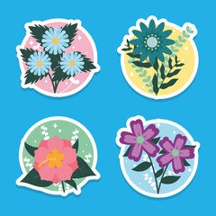 Sticker - beautiful flowers icon set