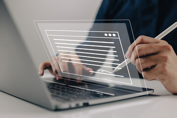 Aufkleber - Signature electronic. Digital form connected to an electronically sent document, intent to sign agreement, legal arrangement.