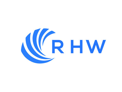 RHW Flat accounting logo design on white background. RHW creative initials Growth graph letter logo concept. RHW business finance logo design.
