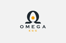 Omega Egg Logo Icon Design Template Flat Vector Illustration