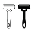 Shaving razor icon. Razor flat line icon. Expanded stroke.