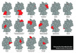 Detailed vector map of German federal states with isolated borders on background as flat design