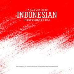 Indonesia Independence day with red grunge background design. indonesian text mean is longevity indonesia. good template for Indonesia Independence Day design.