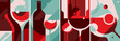 Collection of wine posters. Placard designs in abstract style.
