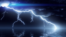 Lightning Thunder Over The Ocean