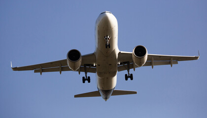 Landing passenger plane at the airport