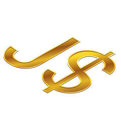 Wall Mural - Jamaican dollar JMD currency golden sign in isometric top view isolated on white background. Currency by Central Bank of Jamaica. Design element.