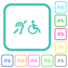 Canvas Print - hearing impaired and wheelchair symbols vivid colored flat icons