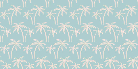 Palm tree vector seamless pattern, tropical summer background