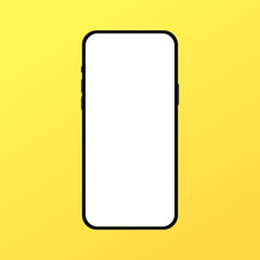 Poster - blank smartphone screen, on yellow background. Vector illustration