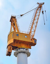 Big Crane In Sea Port With Sky Background 