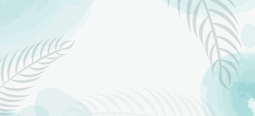 abstract minimal earth tone long banner template. organic shapes floral and leaves vector background