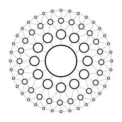 Aufkleber - Circular network connected dots and lines technology background template. User blockchain linked global digital database graphic vector