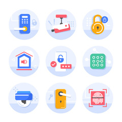 Poster - Vector set of security line icons. Contains icons digital lock, cyber security, password, smart home, computer security, electronic key, fingerprint and more. Pixel perfect