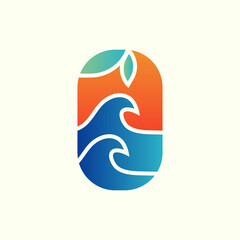 Poster - Modern tropical wave logo illustration design