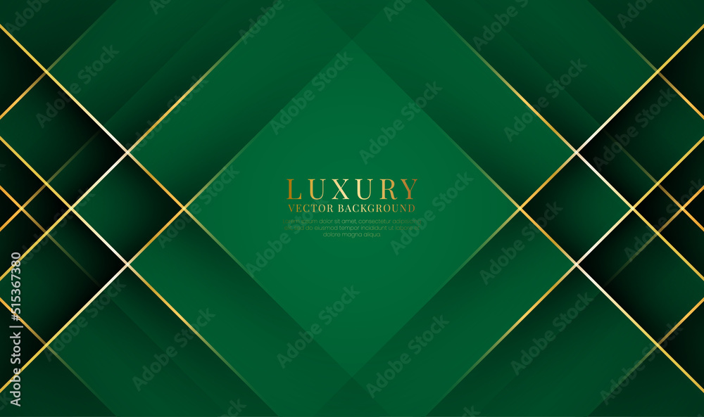 3D green luxury abstract background overlap layers on dark space with ...
