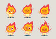 set of cartoon fire character mascot collection