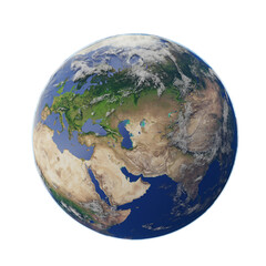 Wall Mural - Global earth is isolated on white background with a clipping path. 3D render