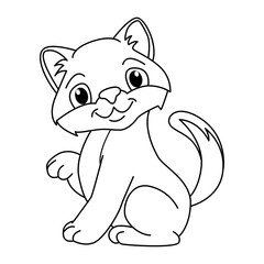 Wall Mural - Cute cat cartoon coloring page illustration vector. For kids coloring book.