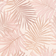 Luxurious Botanical Tropical Leaf Background In Pastel Blush Pink Color