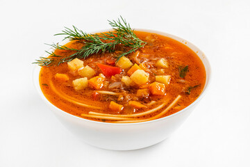 Canvas Print - Italian minestrone soup on white