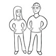  coloring models of a pair of girls and men arm in arm