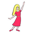 model of girl raising her hand vector illustration
