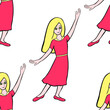 seamless pattern model of a girl raising her hand vector illustration