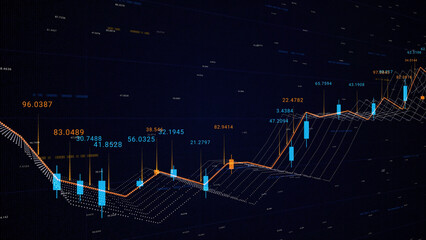 Aufkleber - Business data of the currency rate chart and economics decrease and growth. Animation. Infographics with world statistics, global data showing analytical information.