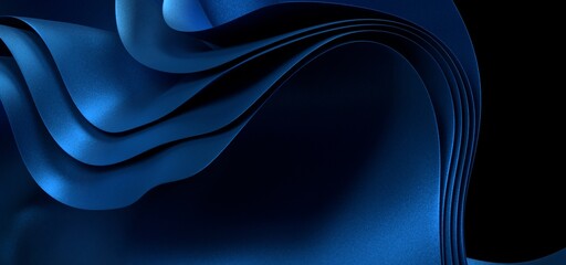 Sticker - abstract blue wave background, night simple and elegant 3d render wallpaper