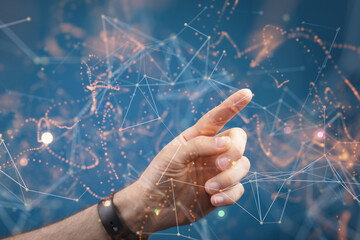 Poster - Abstract network of physical devices on the Internet using a network connection with statistics numbers 3d illustration