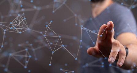 Wall Mural - communication network digital group connect