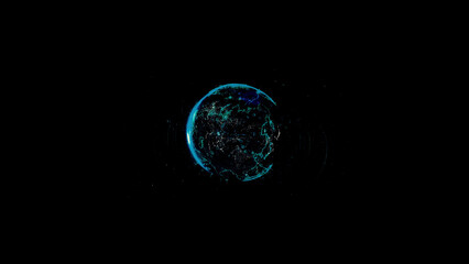 Poster - abstract globe with connected dots wireless communication network on space. abstract network globe w