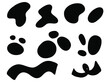 Organic abstract spot. Organic irregular form, stone or nature black blobs. Abstract random pebble silhouettes, blotch and inkblot. Simple liquid splodge elements water shapes. vector minimal bubble.