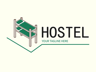 Canvas Print - Hostel or hotel sign. Comfort creative element. Isometric Bunk bed logo.