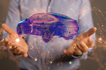 Poster - Energy car concept. Vehicle EV charge battery electric