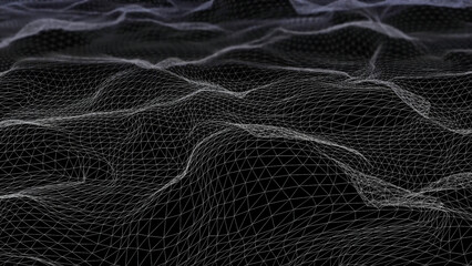 Poster - Futuristic network shape waving. Computer generated abstract seamless loop smooth animation rendered
